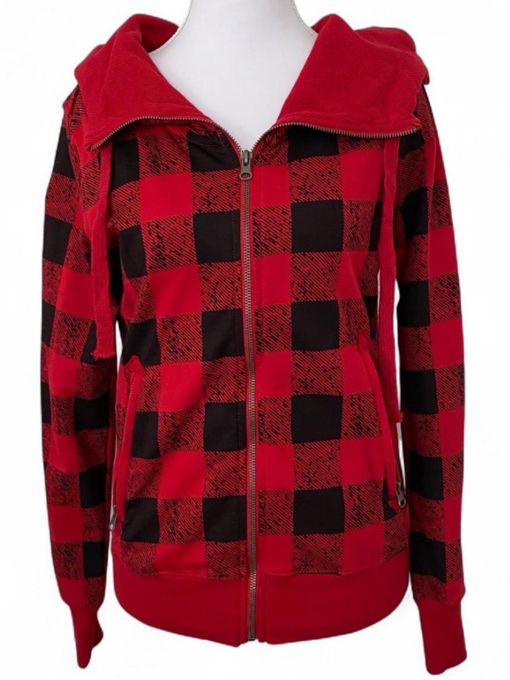 NEW Red and Black Buffalo Plaid Zip Hoodie